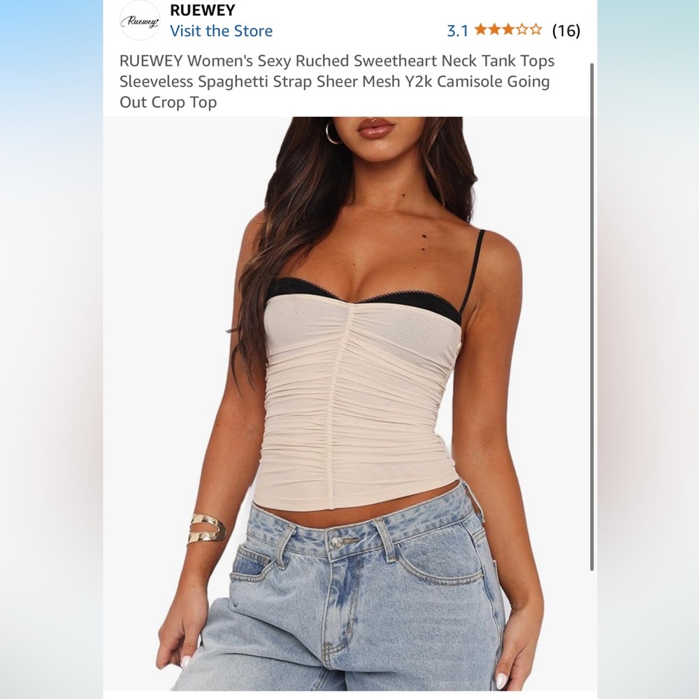 Amazon Sexy Ruched Sweetheart Neck Tank Top - Size Small